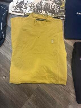 Scott James Yellow Mock Neck Long Sleeve Polo Shirt